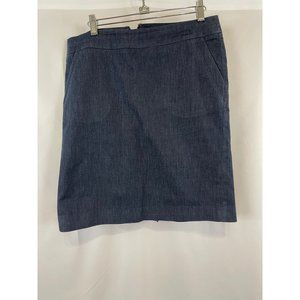 ANN TAYLOR LOFT PETITES 10P womens denim business casual pencil skirt DENIM GUC